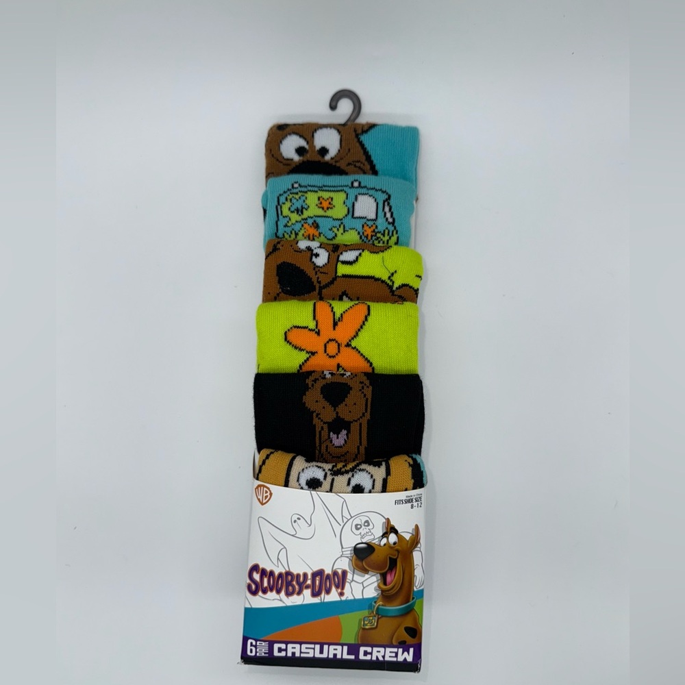Scooby Doo! 6 Pair CREW SOCKS Men Size 8-12 Bioworld NEW